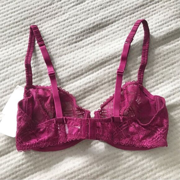 SIMONE PERELE Victoire Lace Demi Underwire Bra Half Cup Burgundy 34B 34C 34D New - Picture 8 of 10